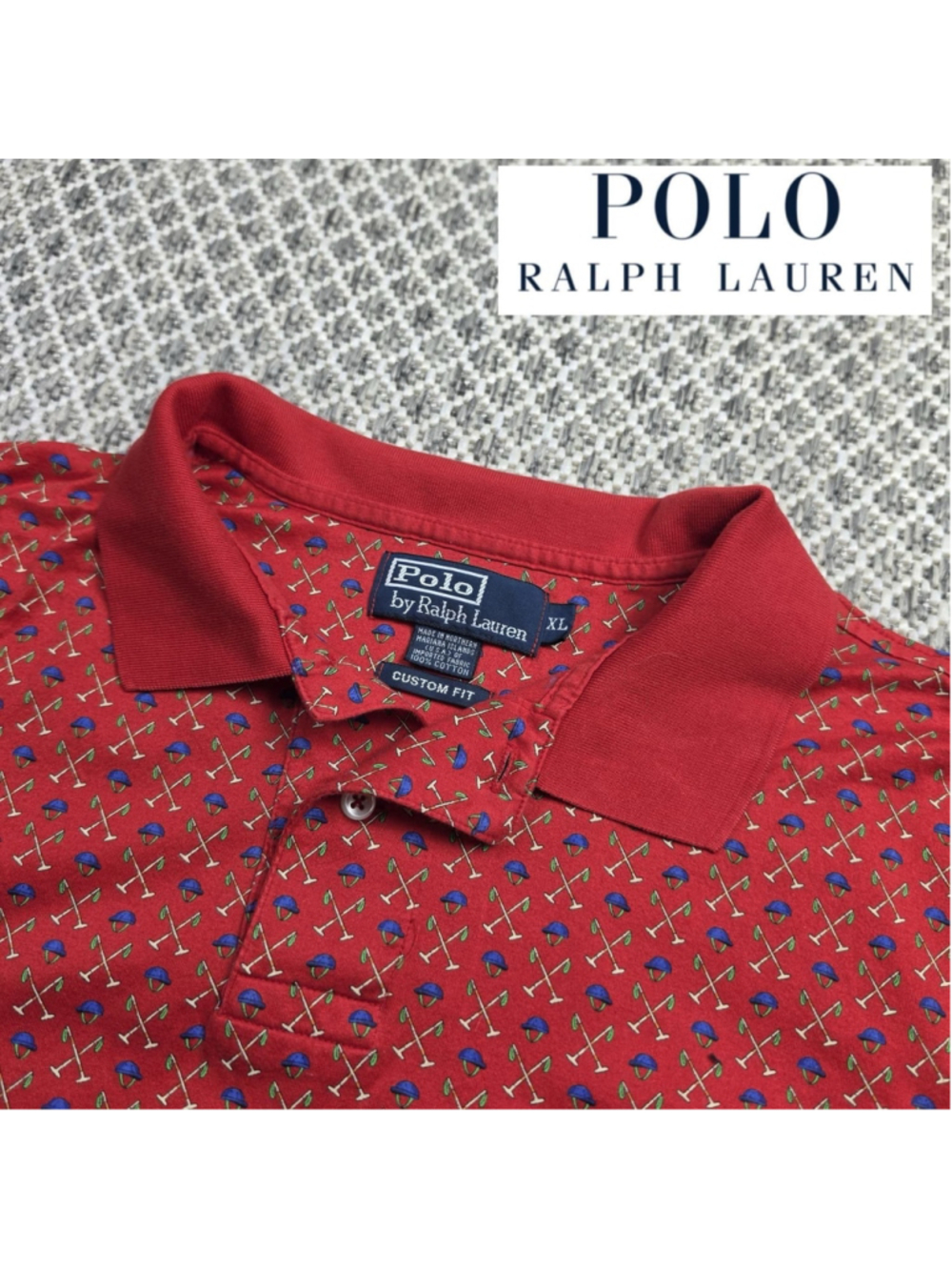 Vintage Polo Ralph Lauren Golf Polo Shirt Mens XL Red Clubs Print Y2K Custom Fit